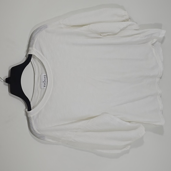 {Anthropologie} Velvet Graham Spencer Women's White Cotton Gauze Balloon Sleeve - Picture 3 of 11